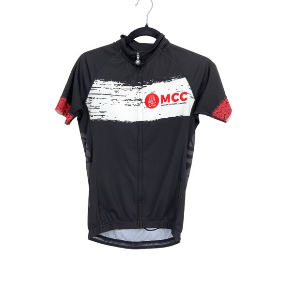 Smashfest Queen Cycling Jersey Women's Size Medium Black Red MCC Logo Zip Front - Picture 1 of 4